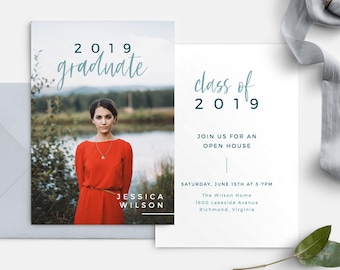 Editable Graduation Photo Template | Instant Download | 2019 Senior | Printable Graduation Open House | Templett