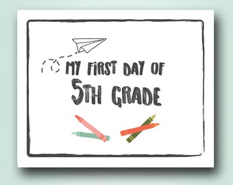 printable first day of 5th grade sign | back to school photo prop | digital download