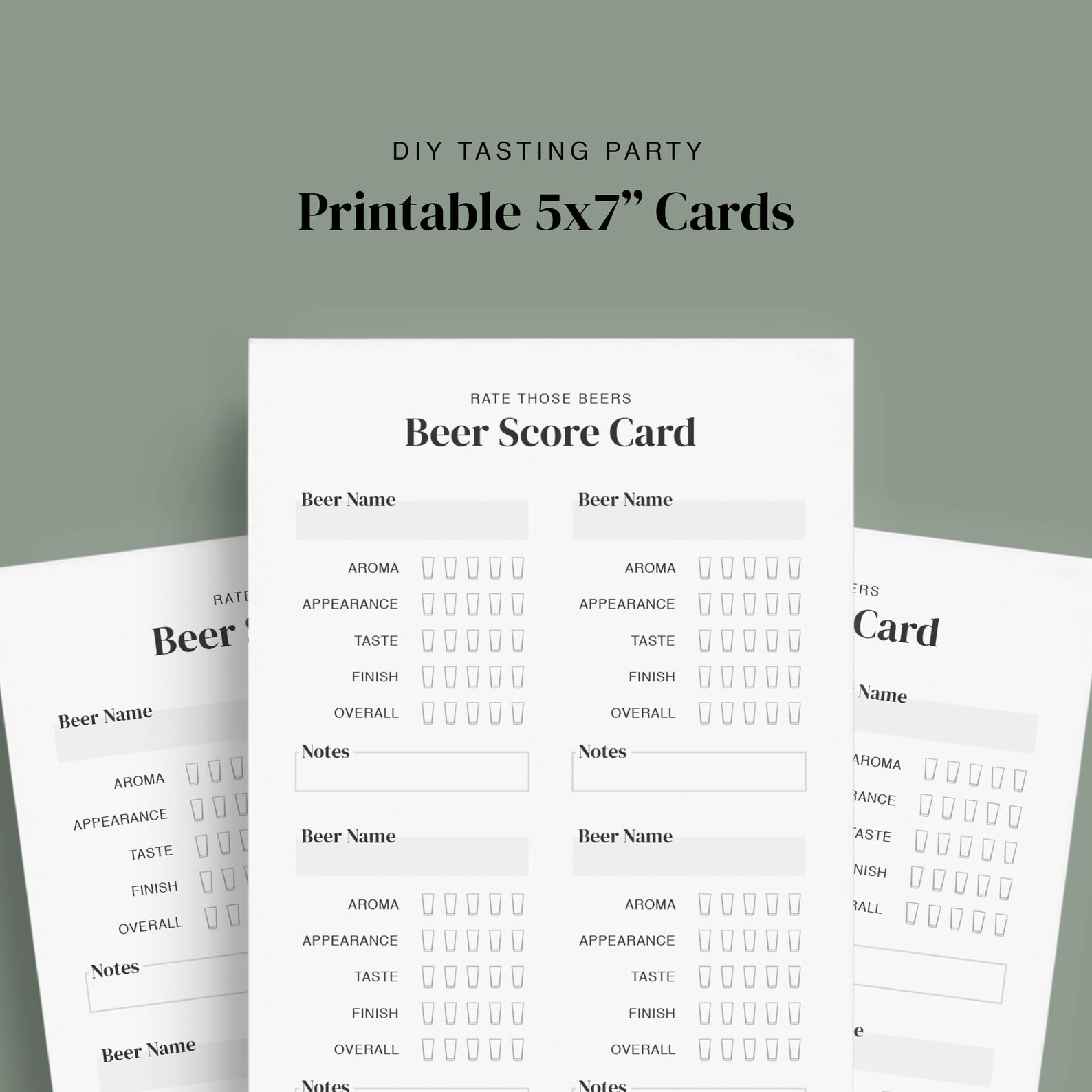 Printable Beer Tasting Score Cards Beer Tasting Party 5x7 Instant ...