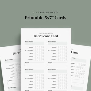Printable Beer Tasting Score Cards Beer Tasting Party 5x7 Instant ...
