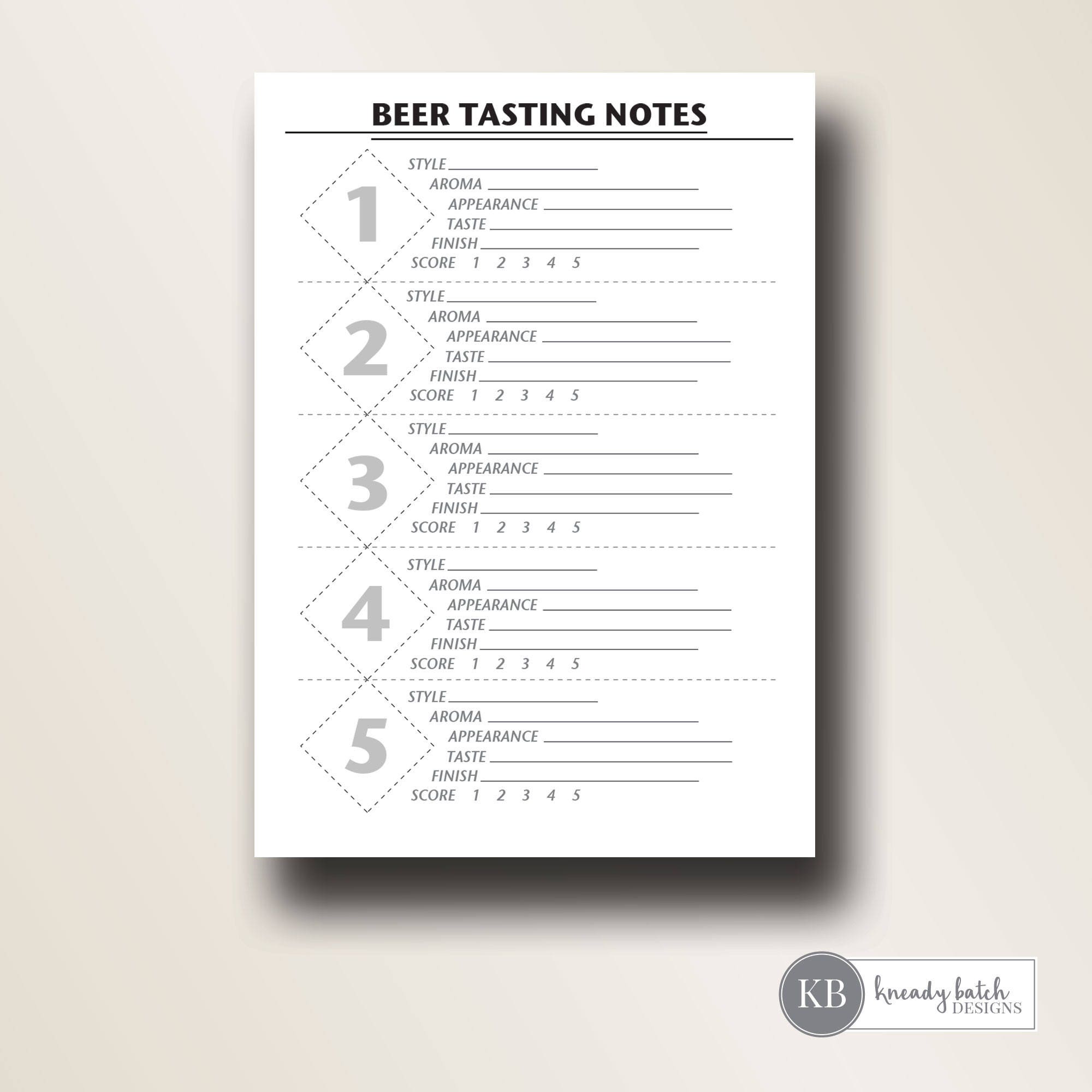 printable beer tasting score cards beer tasting party Etsy