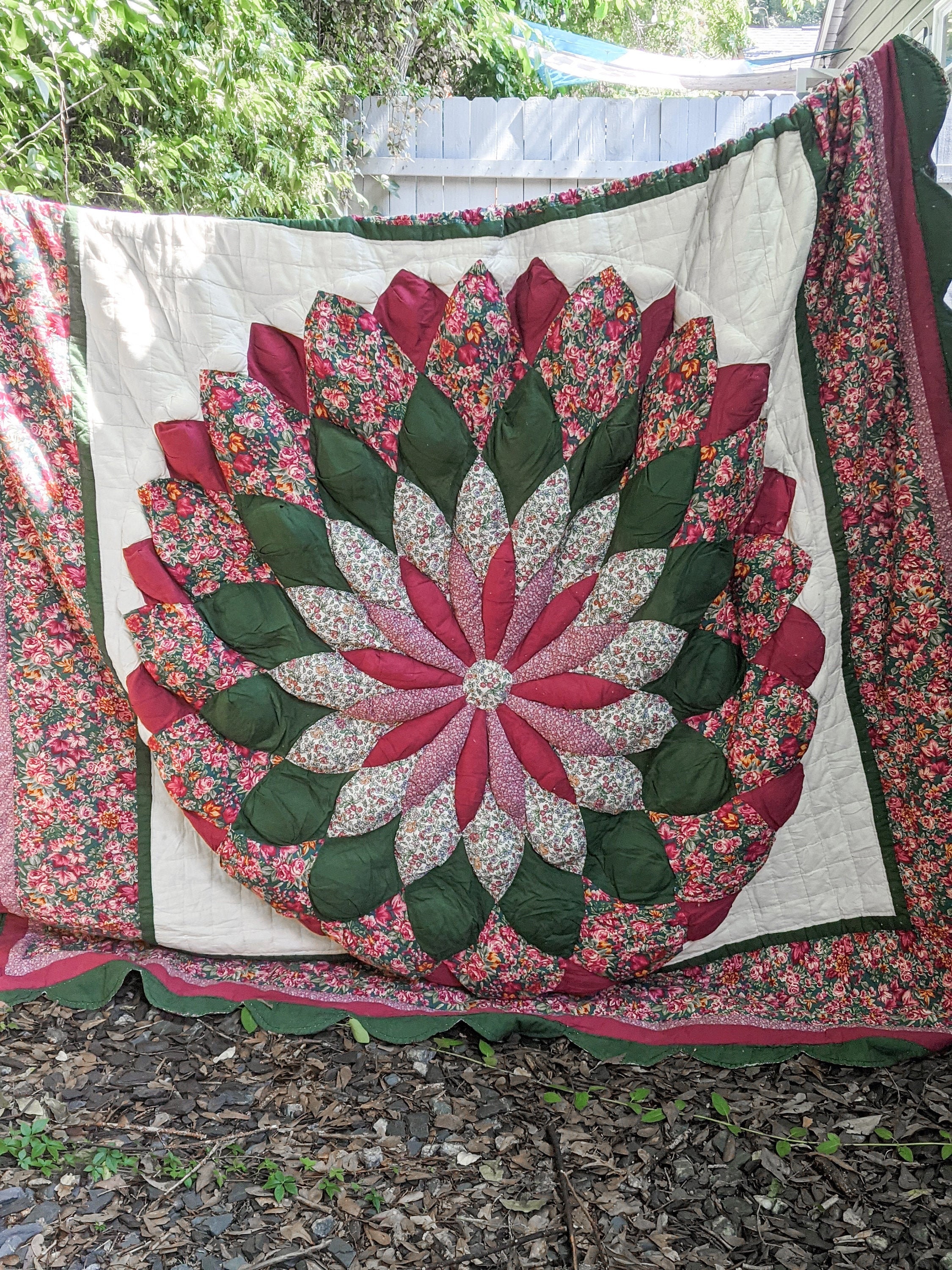 Flower medallion handmade quilt Etsy