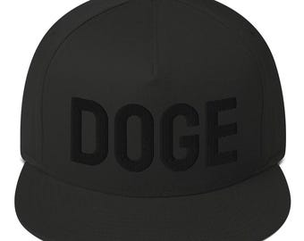 DOGE Hat Snapback Black on Black Elon Musk D.o.g.e. Flat Bill Hat Department of Government Efficiency MAGA Trump Hat America USA Cap Gift