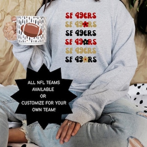 Custom Football Crewneck Sweatshirt NFL Sweater HS College Team Name Cozy Football Girly Sports Long Sleeve Personalized Sport Team Hoodie