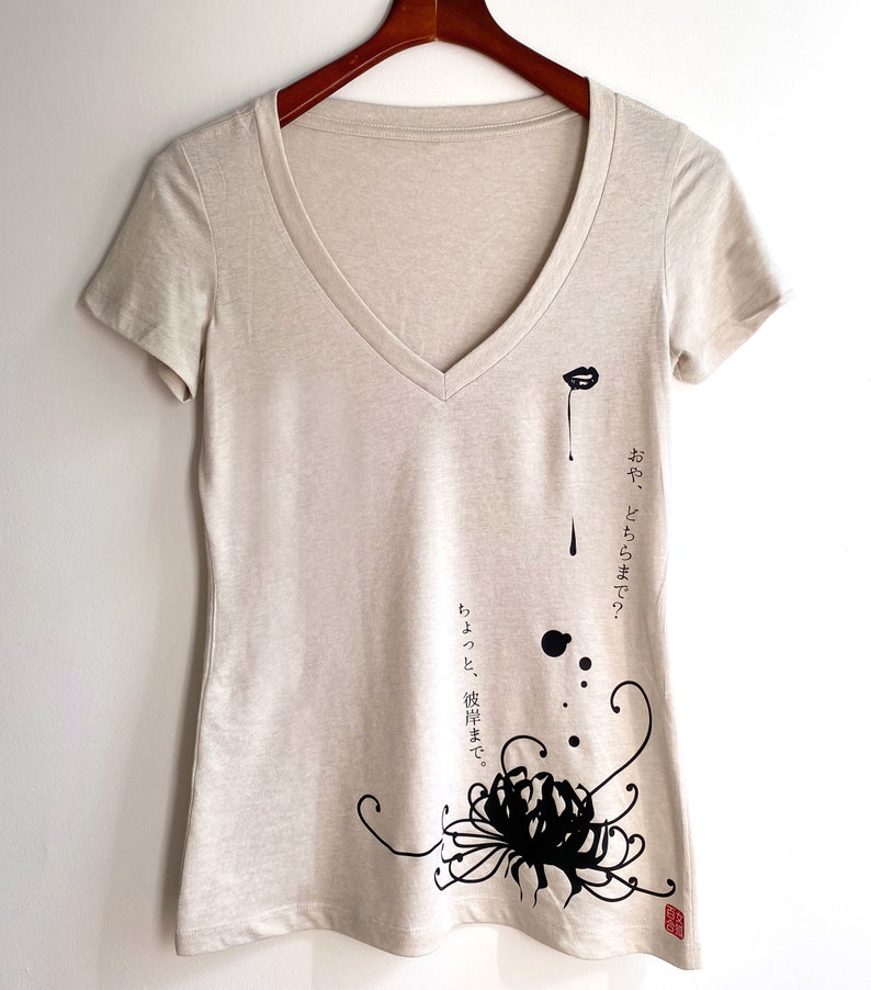 Women's Graphic Tee Fashion Tshirts Japanese Style T-shirt Higanbana Spider Lily Design Gift for Her image 4