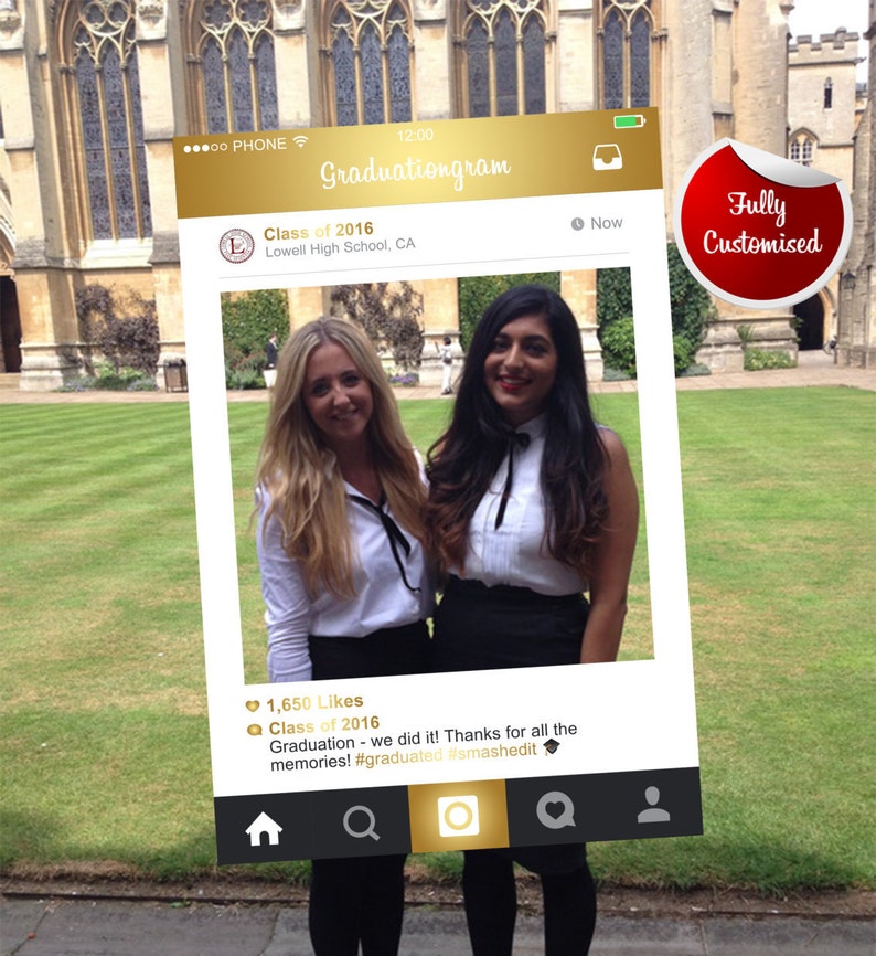 Graduation Instagram Frame Photo Booth Prop Bespoke Design Image 0