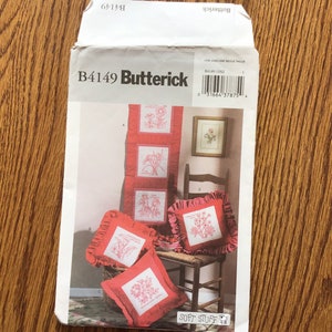 Butterick Pattern Botanical Redwork Embroidery Accessories B4149 wall hanging, pillow covers, uncut factory folded like new home decor sew