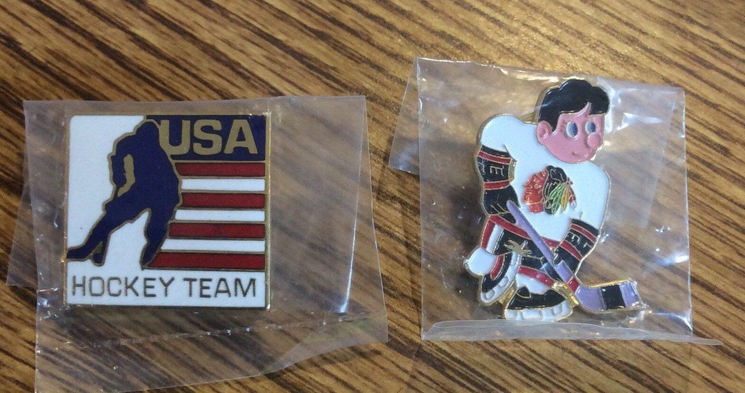 Hockey Pins NOS NIP 1980s Mens USA Olympic Team or Chicago Blackhawks