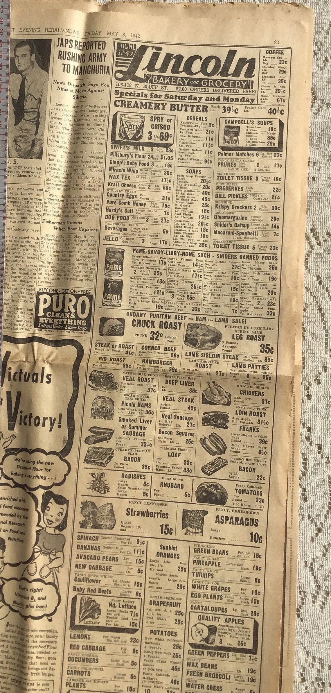 WWll newspaper Joliet Herald News May 8 1942 World and local Etsy