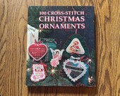 100 Cross-Stitch Christmas Ornaments HCDJ book 1991 charts and directions, angels religious Santas samplers Teddy bears folk art Needlework