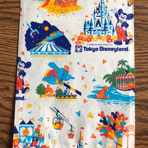 Tokyo Disneyland Sammlerstück 1987 Papiertüte selten HTF NOS Mickey Mouse Dumbo Reitet Cinderella Schloss Weltraum Zug Tomorrowland Souvenir