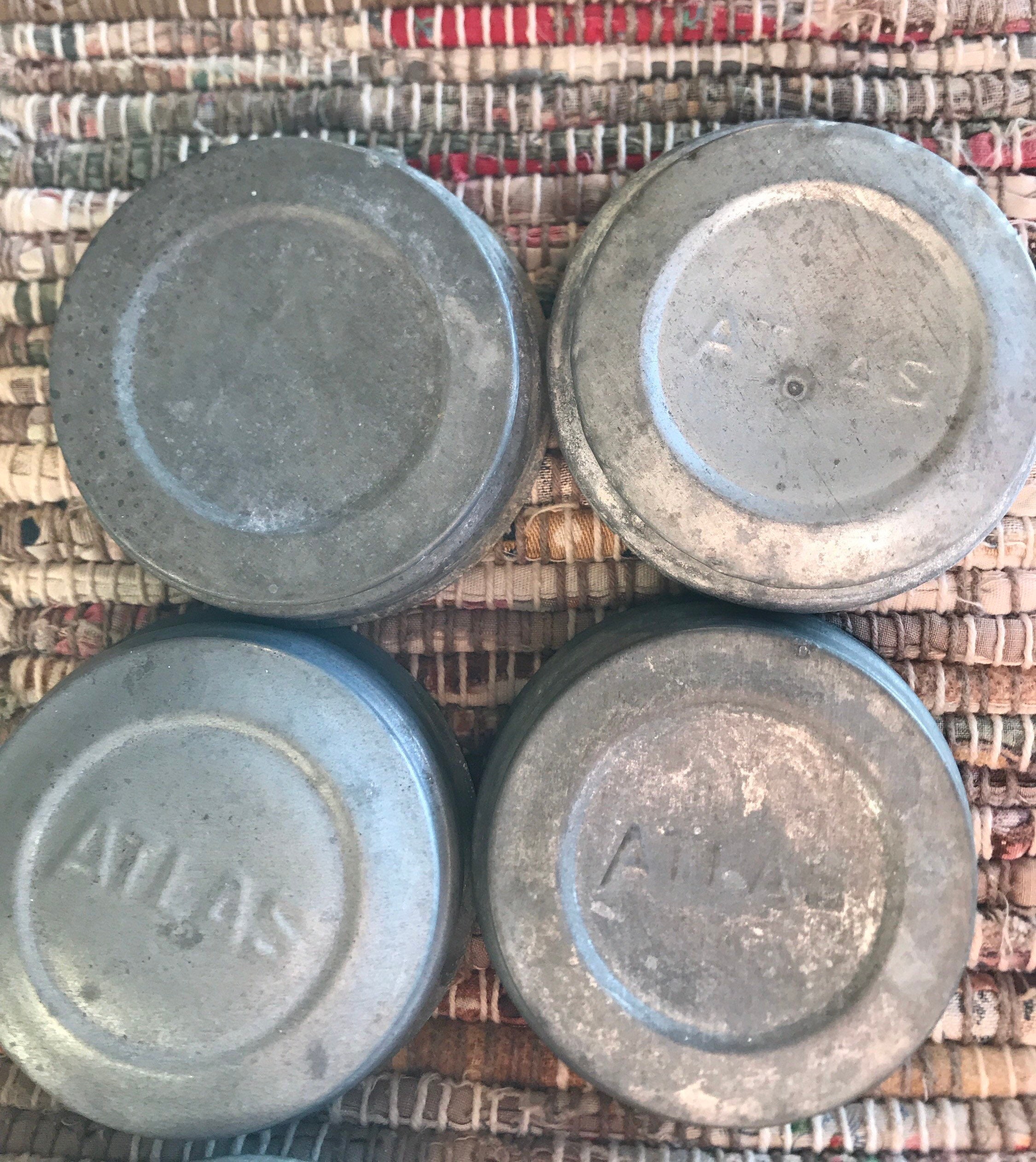 Vintage Zinc canning jar lids milk glass inserts antique Etsy