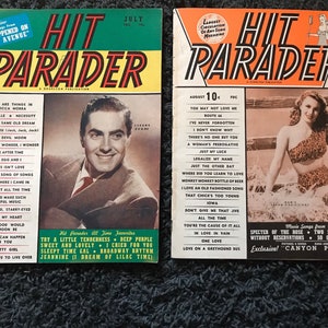 Hit Parader Magazine 2 issues August 1946 July 1947 vintage song lyrics collectible paper Tyrone Power stars original ephemera collectible