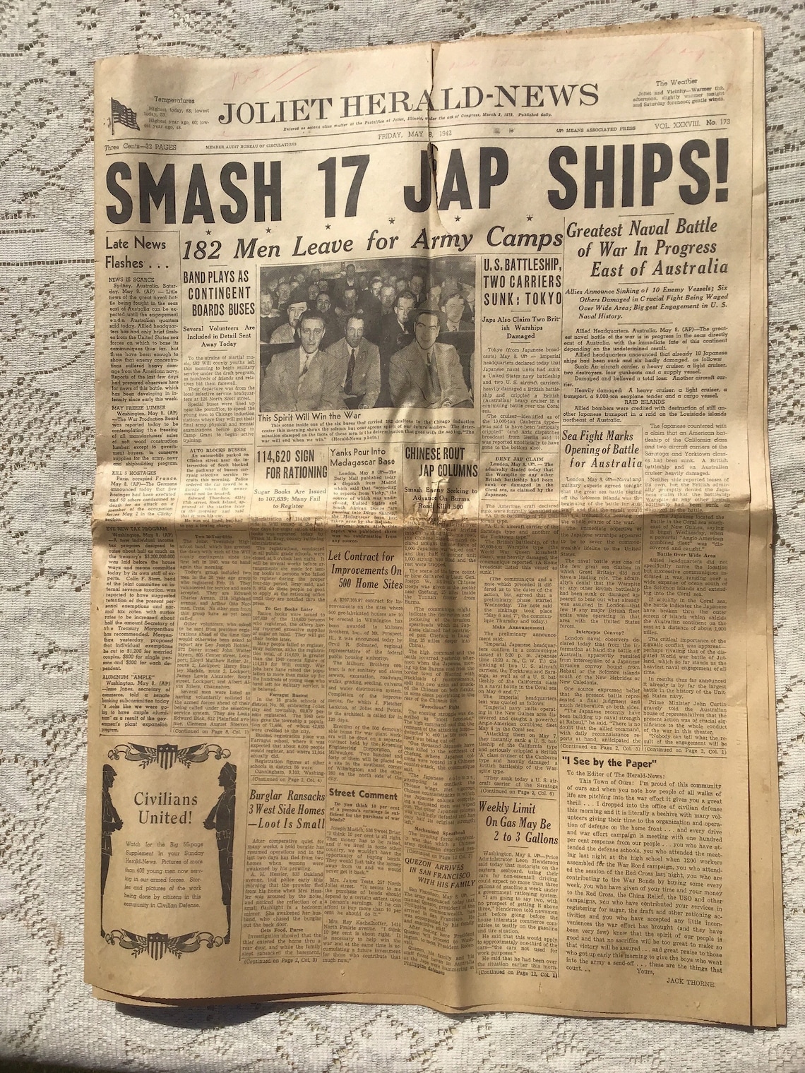 WWll newspaper Joliet Herald News May 8 1942 World and local Etsy