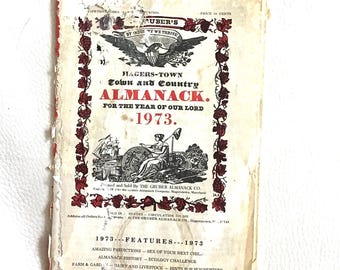 1973 Almanac “The Hagerstown and Country Almanack for 1973” Gruber Almanac Co Maryland, Vintage Paper Ephemera