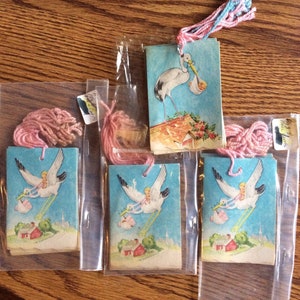 Bridge Tallies Vintage Paper Baby Shower Card Party Bridal Shower 8/set NOS paper-crafts junk journal scrapbooking place cards ephemera