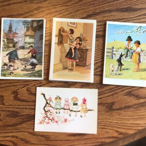 Postales antiguas con niños, tarjetas de felicitación sin enviar, diarios de scrapbooking, libros modificados, cartas sin usar, hechas en Europa