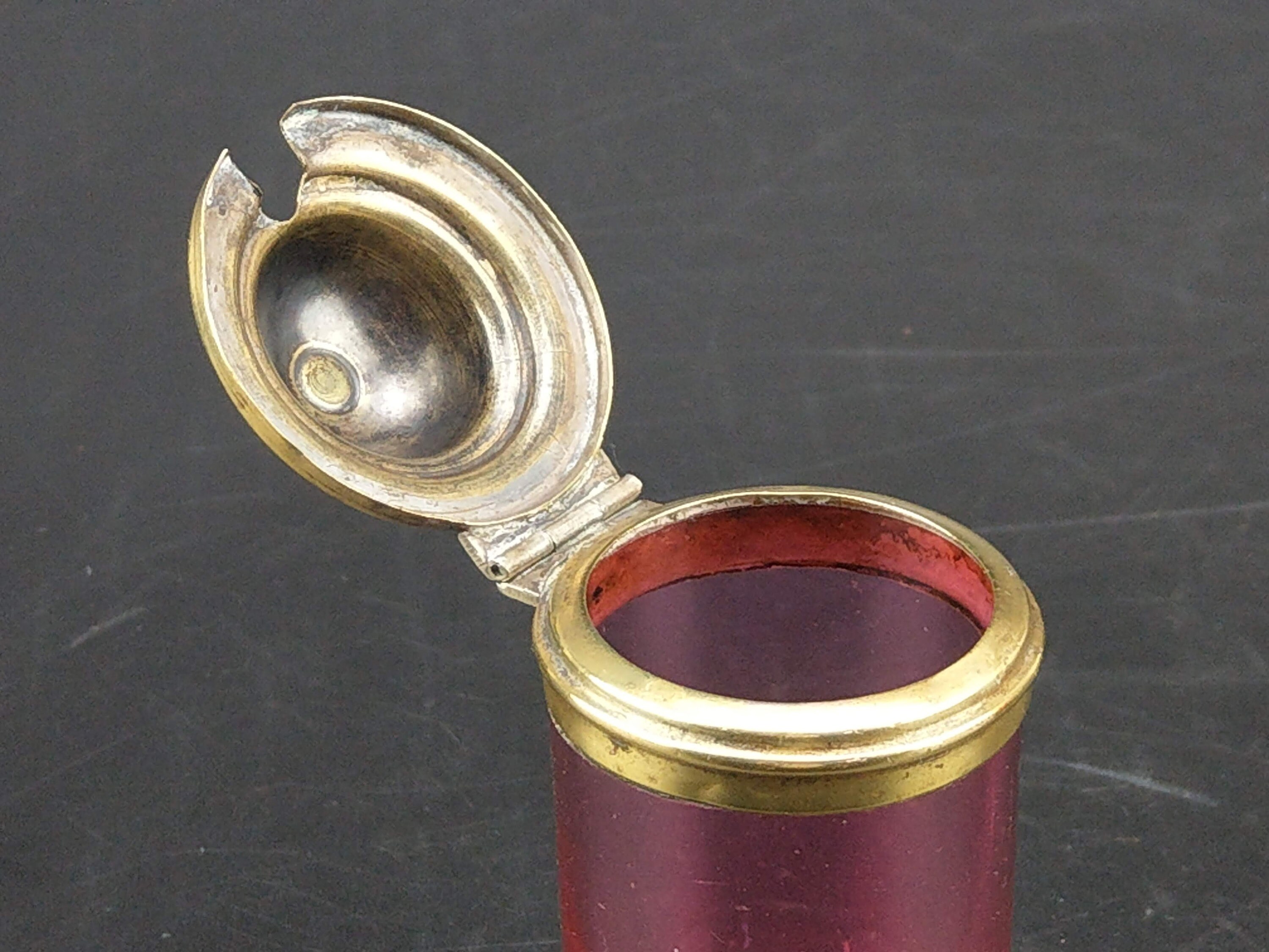 Victorian Cranberry Glass Mustard Pot With Brass Lid Etsy