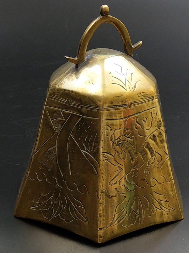 Chinese brass gong bell tiger in forrest theme Etsy