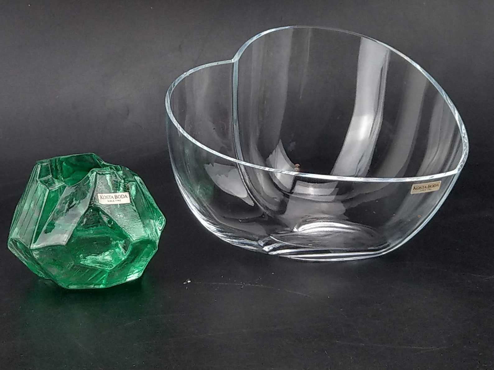 Kosta Boda Heart Shaped Crystal Glass Bowl Etsy