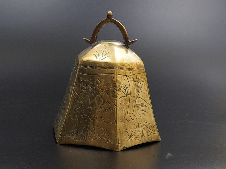 Chinese brass gong bell tiger in forrest theme Etsy