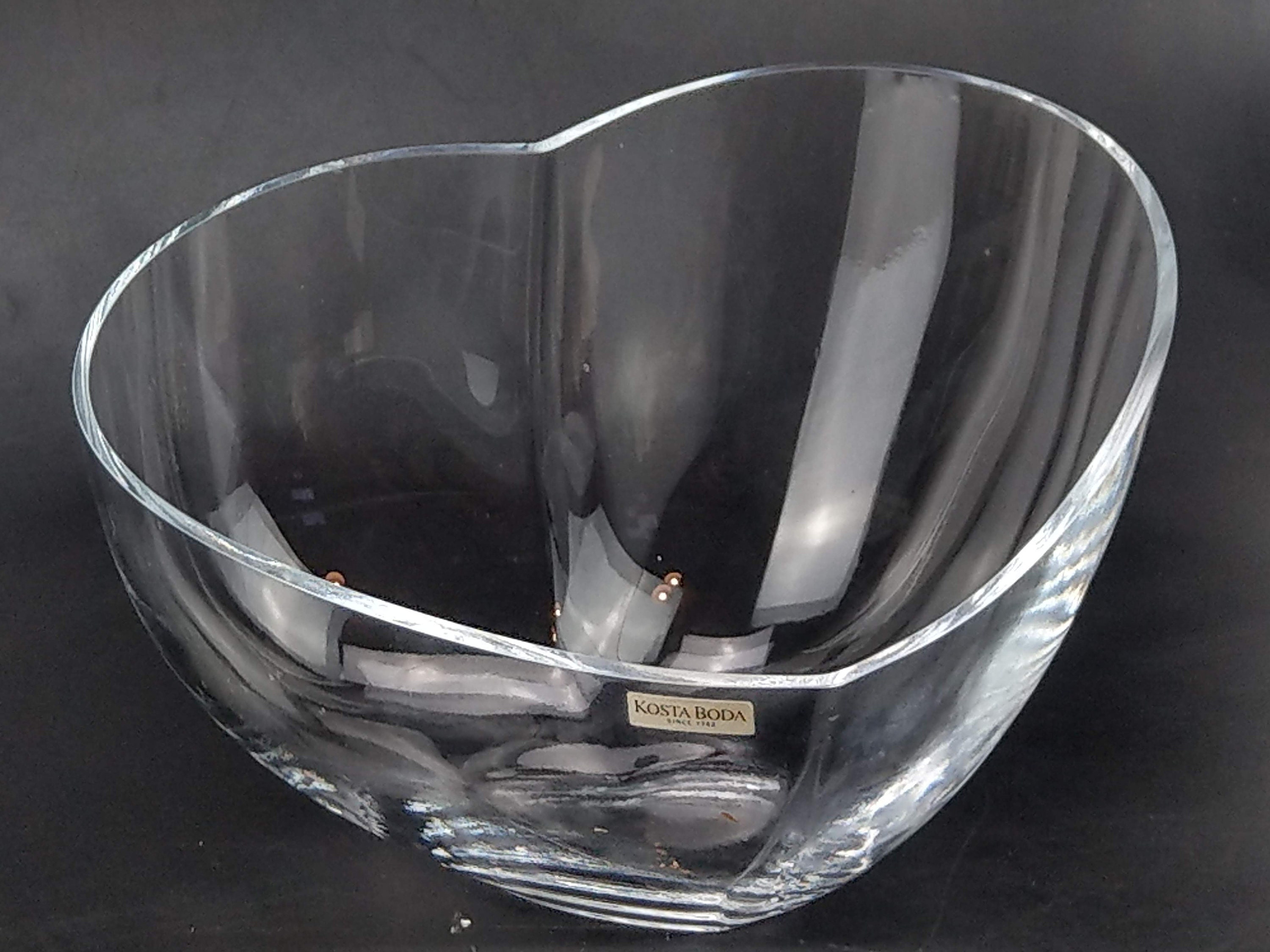 Kosta Boda Heart Shaped Crystal Glass Bowl Etsy