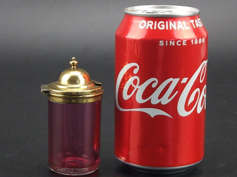 Victorian Cranberry Glass Mustard Pot With Brass Lid Etsy UK