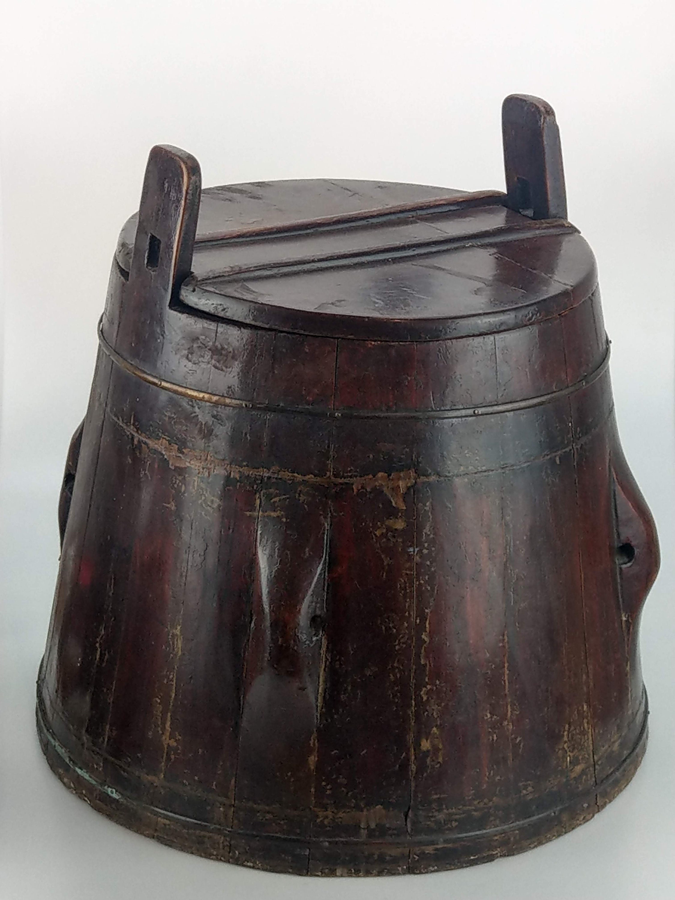 Antique Chinese Wooden Rice Bucket Barrel Early 19th Century Etsy