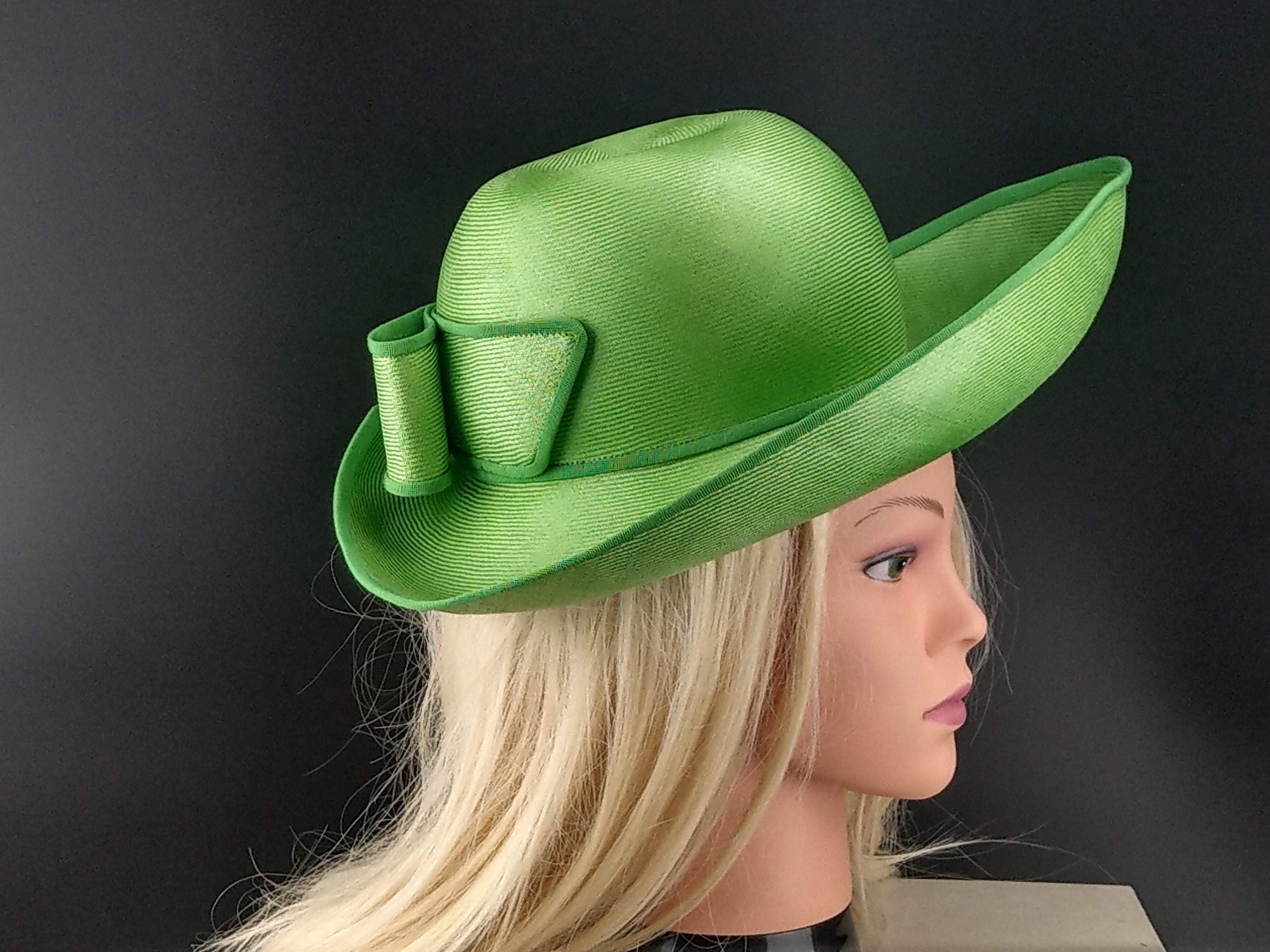 Vintage Green Straw Hat With Upturned Brim by Mitzi Lorenz Etsy UK