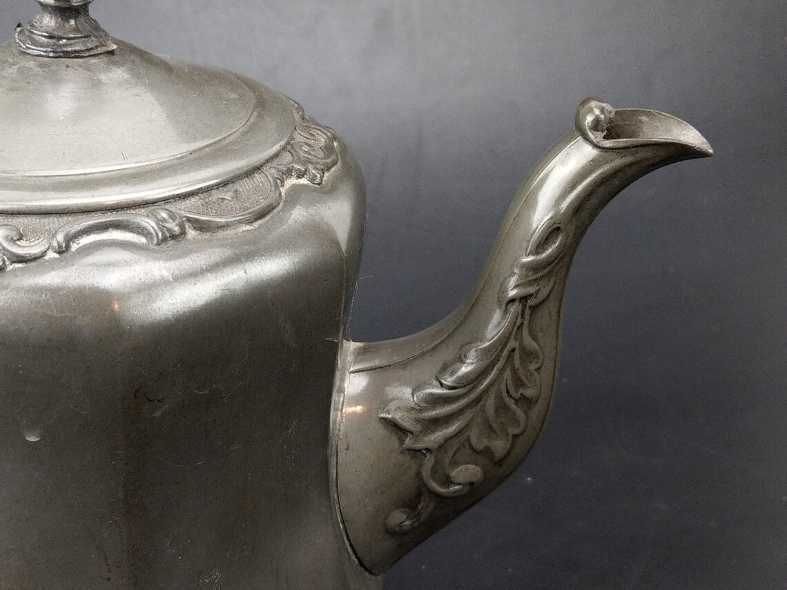 Antique Pewter Ornate Teapot By James Allan Sheffield Etsy