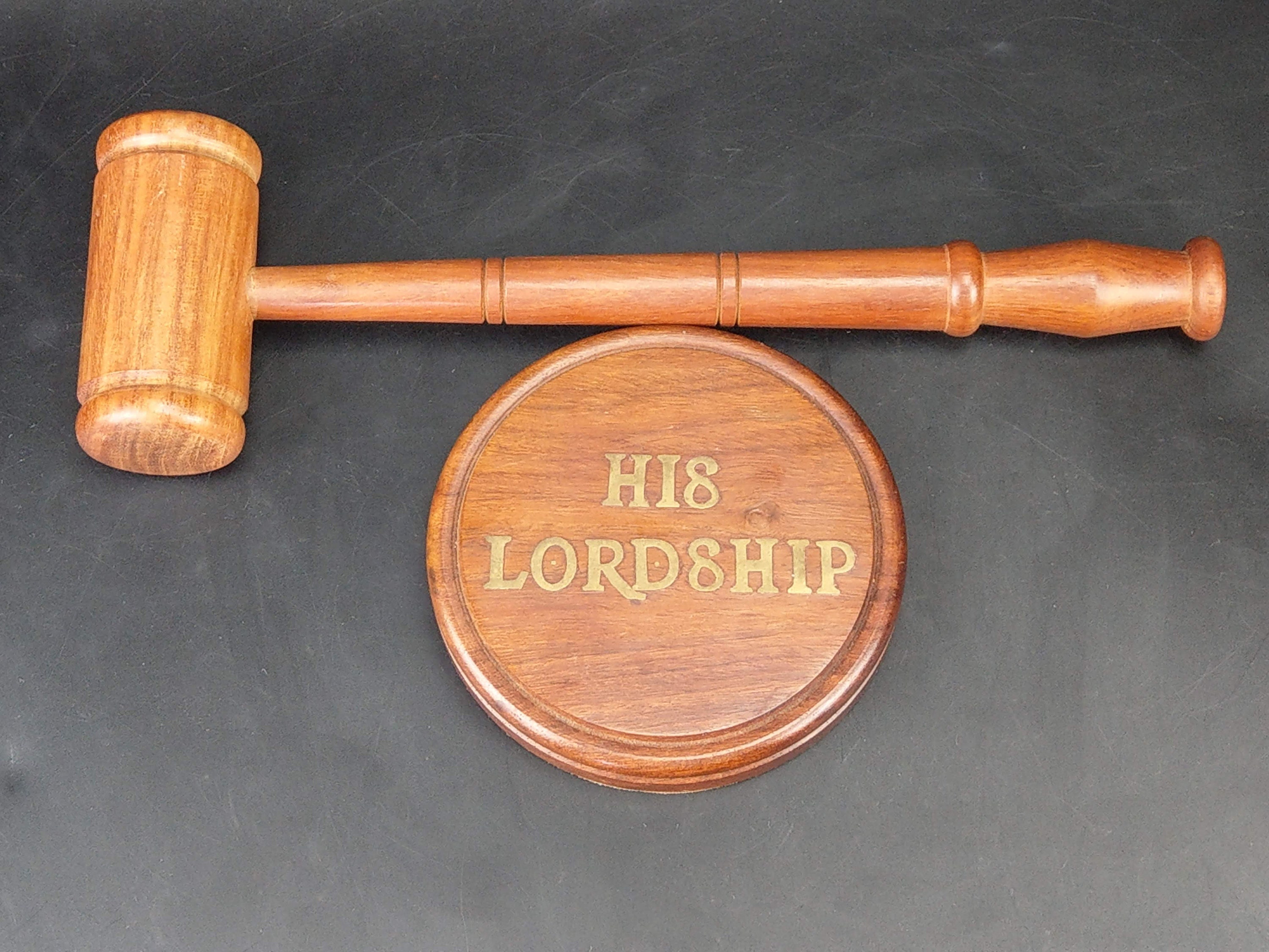 Wood Gavel and Sound Block With His Lordship Brass Inlay Etsy
