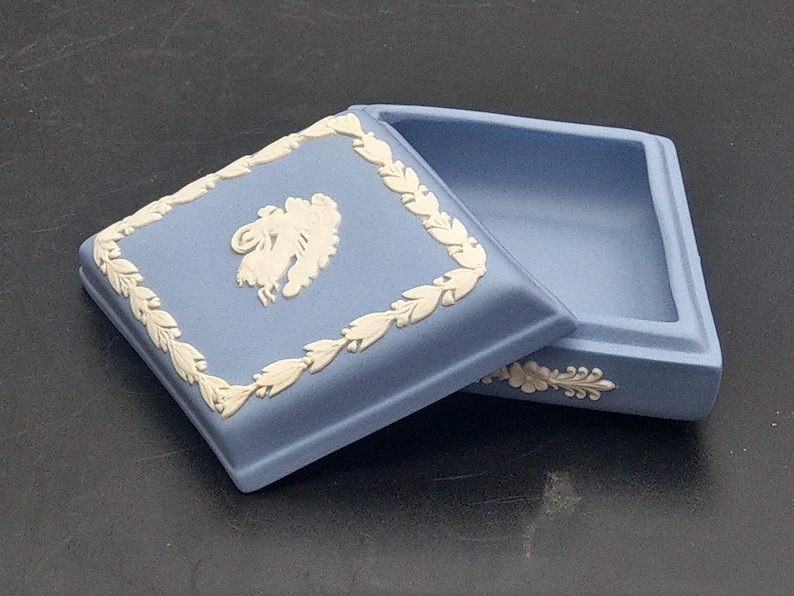 Wedgwood Blue Jasperware Rhombus Shape Trinket Box