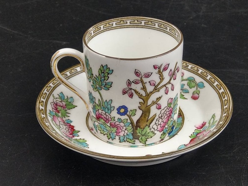 Coffee cup and saucer Indian Tree pattern By Bridgwood & Son Etsy
