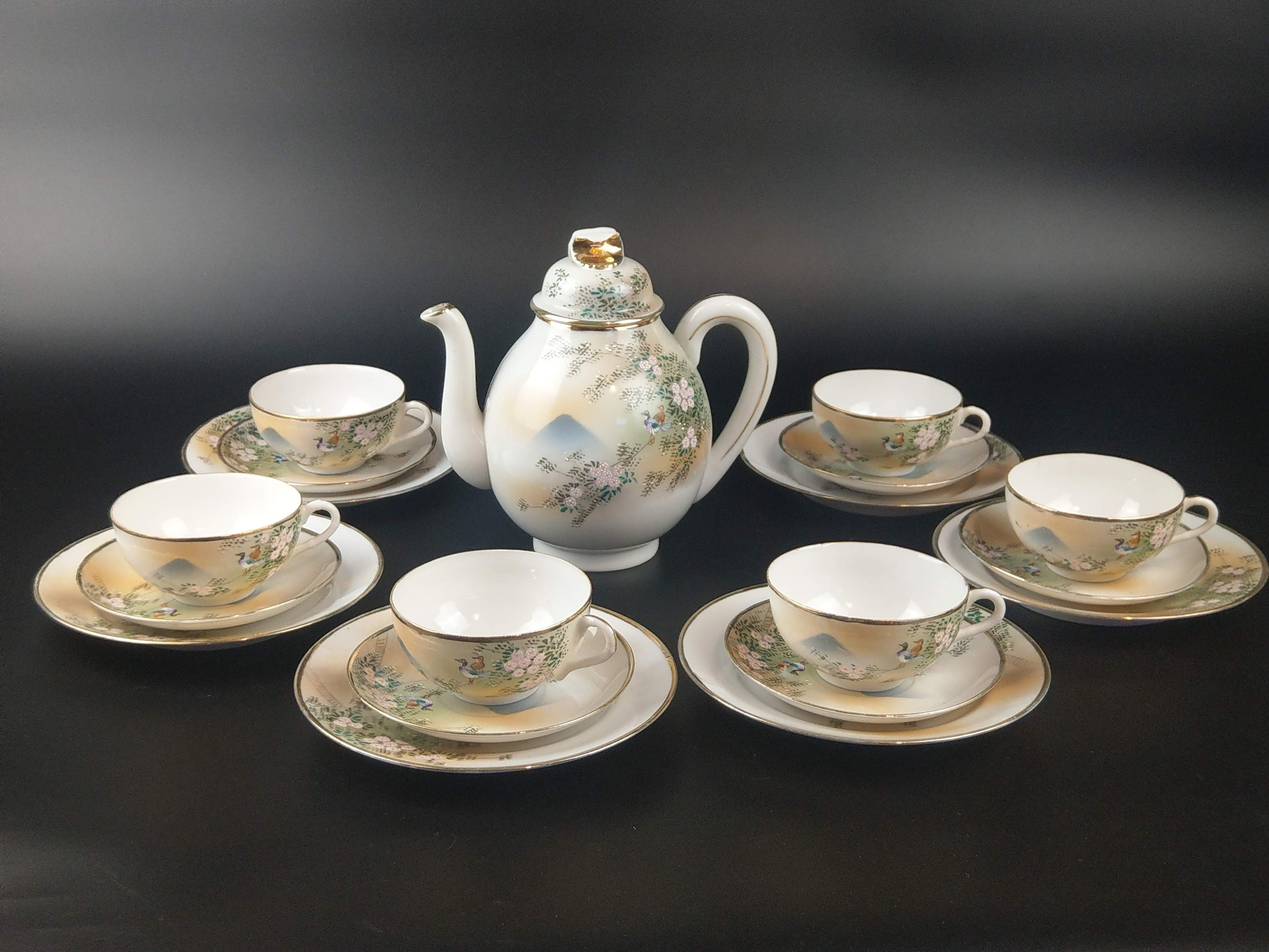 Vintage Japanese Eggshell Porcelain Tea Service Etsy UK