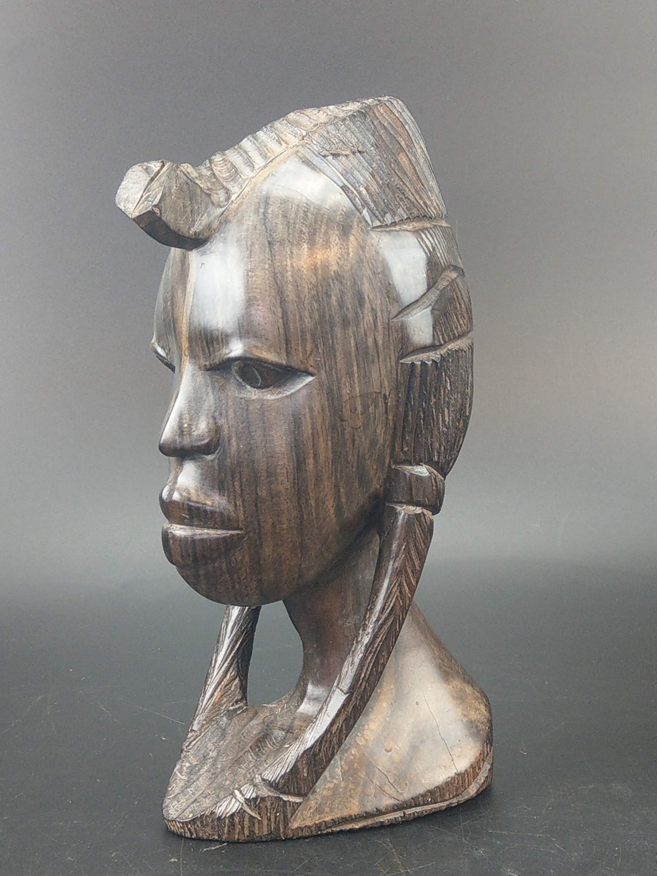 African Tribal Kenyan Carved Ebony Wood Woman Bust Etsy