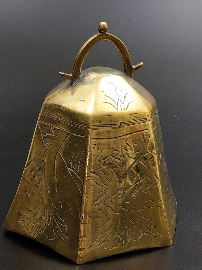 Chinese brass gong bell tiger in forrest theme Etsy