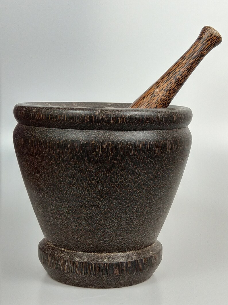Sugar Palm Wood Mortar and Pestle Large 20th Century