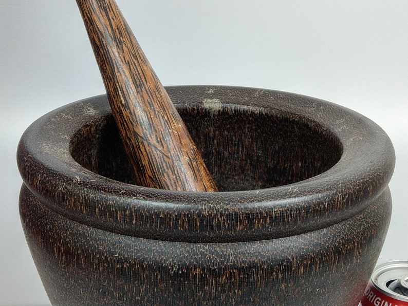 Sugar Palm Wood Mortar and Pestle Large 20th Century