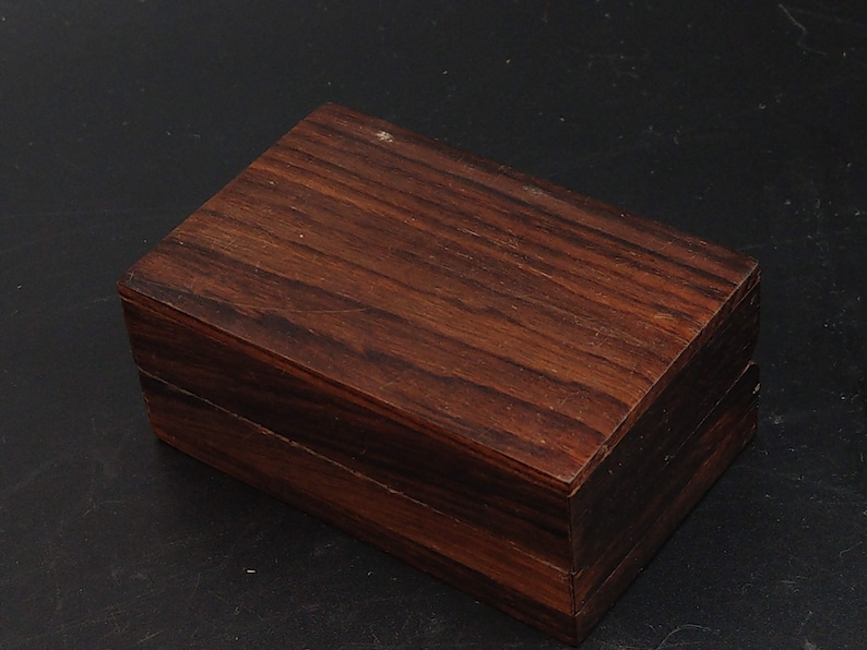 Vintage Wood Pill Box With Brass Inlay Stars and Moon