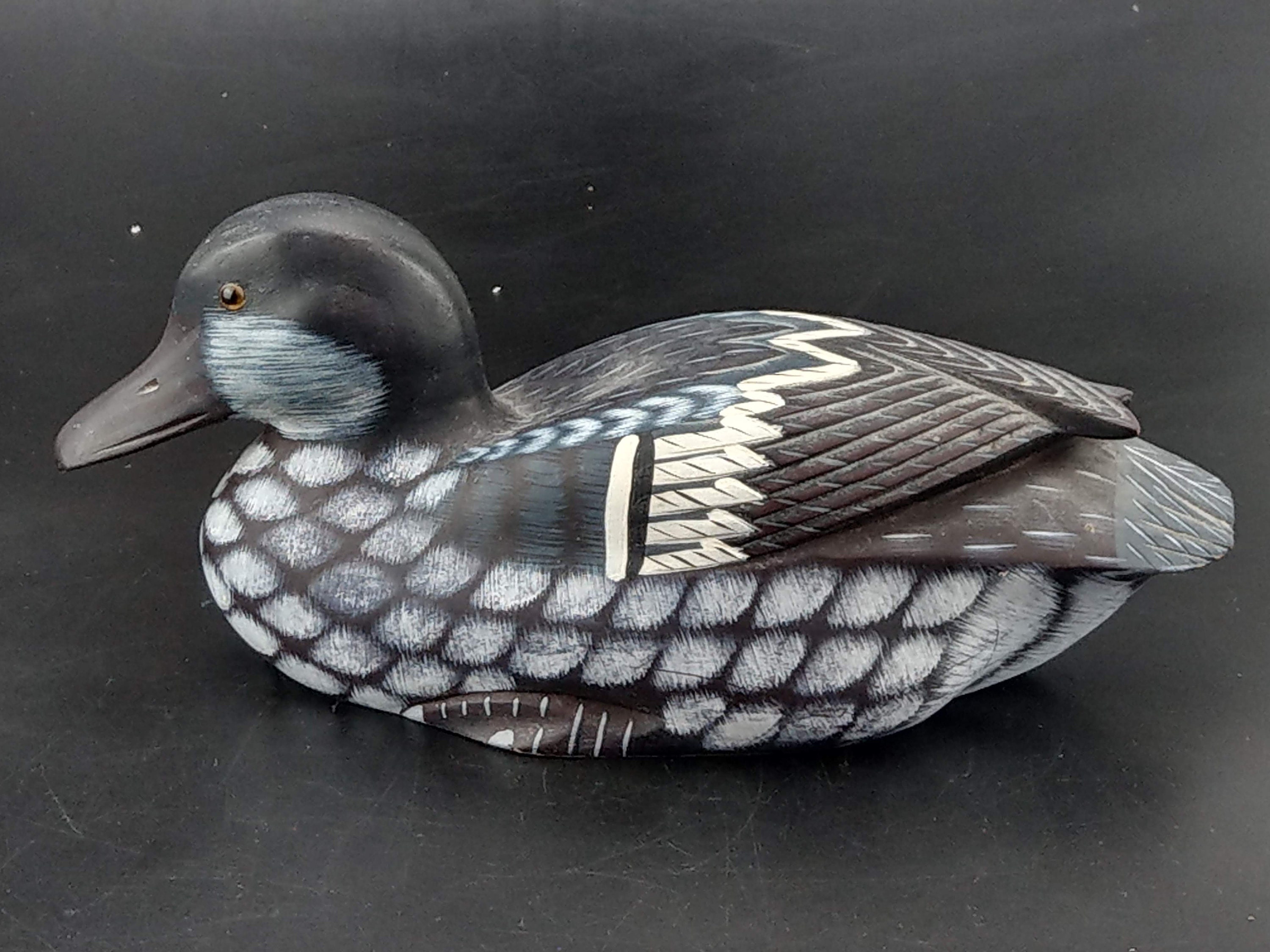 Vintage Wood Duck Decoy With Glass Eyes Made in Peoples Etsy