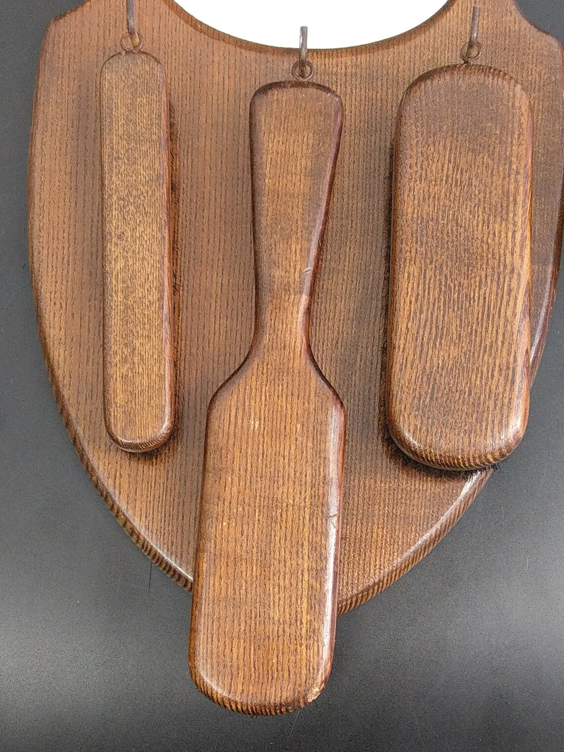 Clothing Brush Set With Oval Mirror Wooden Wall Mount Etsy