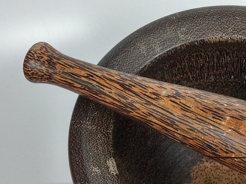 Sugar Palm Wood Mortar and Pestle Large 20th Century