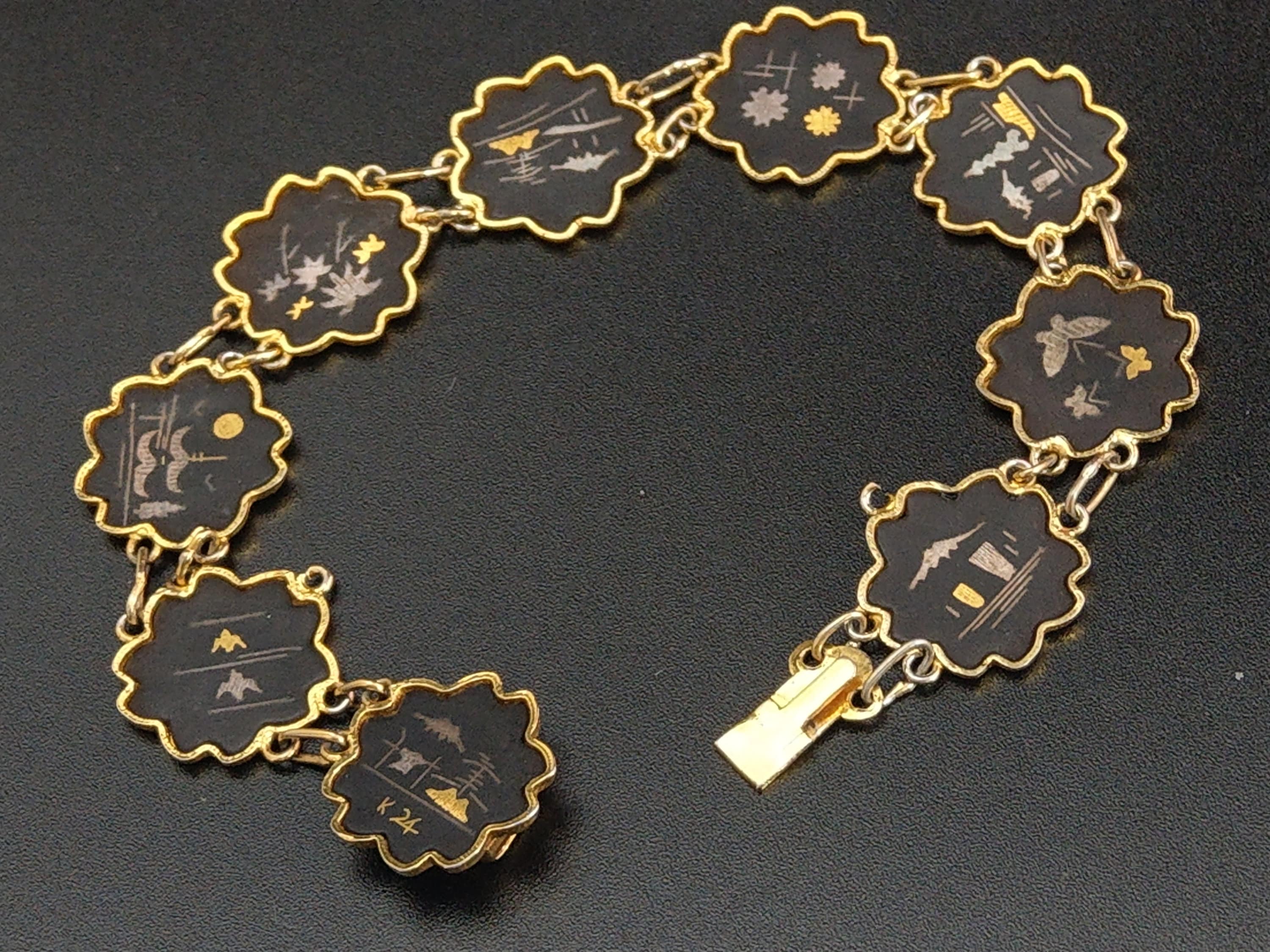 Japanese Damascene Bracelet 24K Gold Plated Mid Century Etsy UK