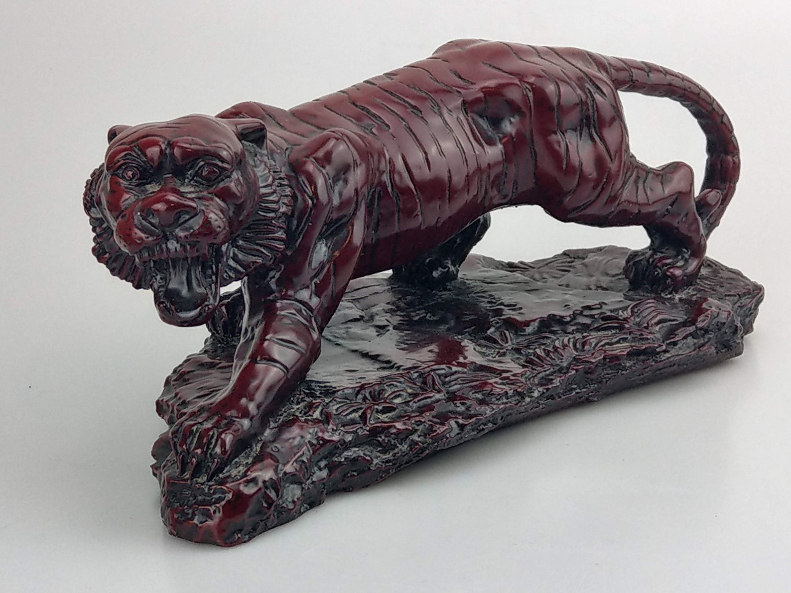 Chinese Red Resin Roaring Tiger Large Statue Figurine Etsy