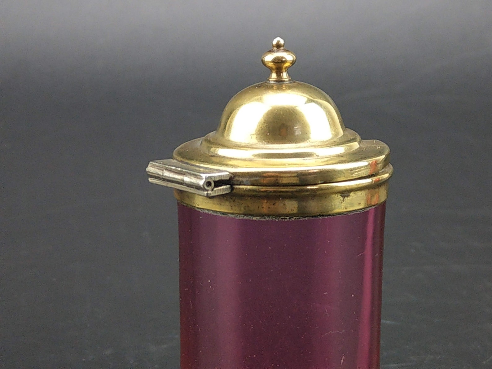 Victorian Cranberry Glass Mustard Pot With Brass Lid Etsy