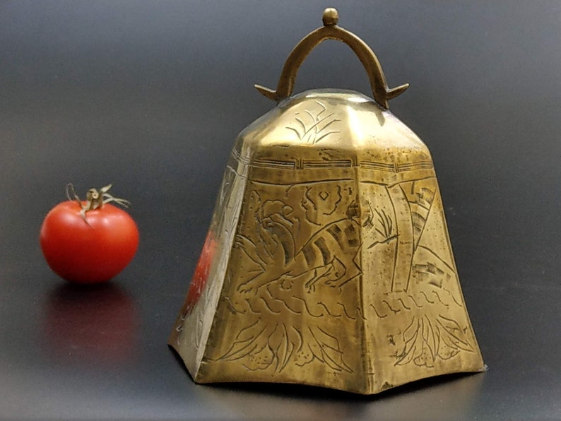 Chinese brass gong bell tiger in forrest theme Etsy