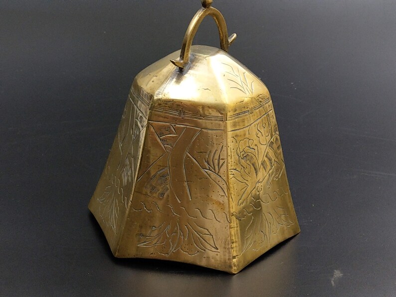 Chinese brass gong bell tiger in forrest theme Etsy