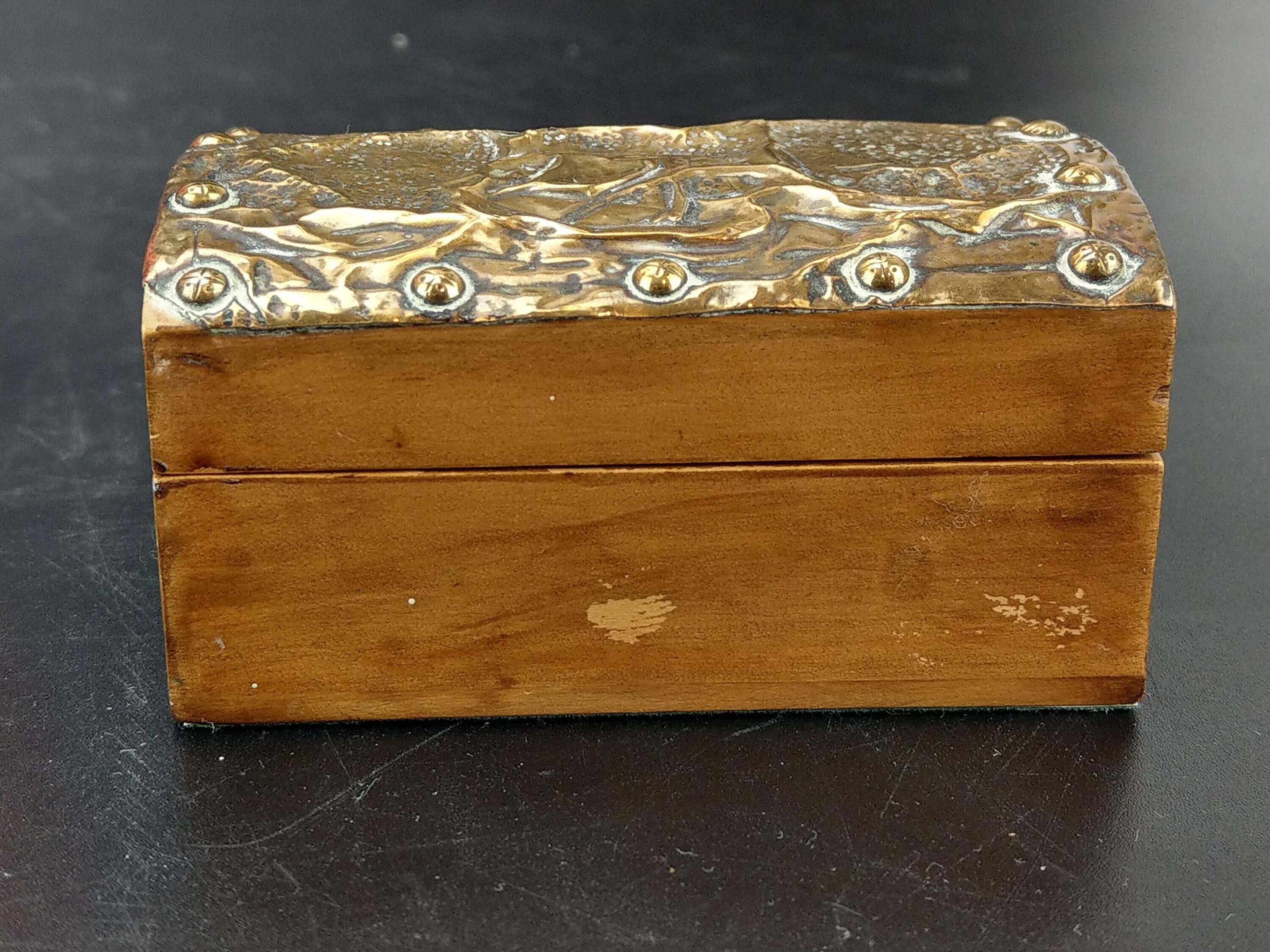 Vintage Wooden Pill Box With Brass Lid Etsy