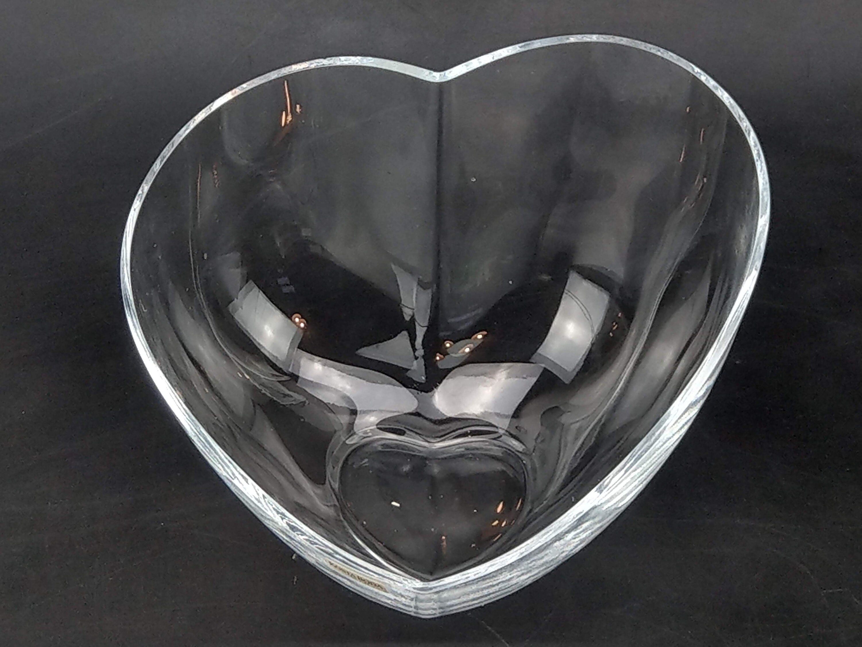 Kosta Boda Heart Shaped Crystal Glass Bowl Etsy