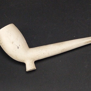 Shell 19th Century Handmade Chinese Carved Bone Clay Folk Art Pipe #DN